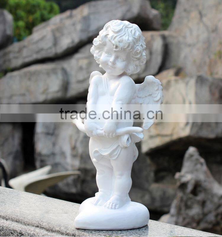 Popular white fiberglass resin cute angel statue table decoration