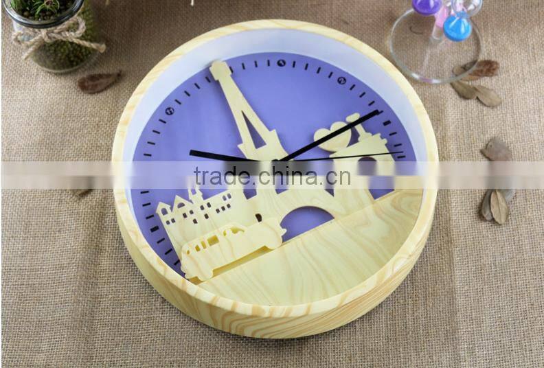 2017 New Design Tower Colorful Decorative Wall Clock For Wholesale