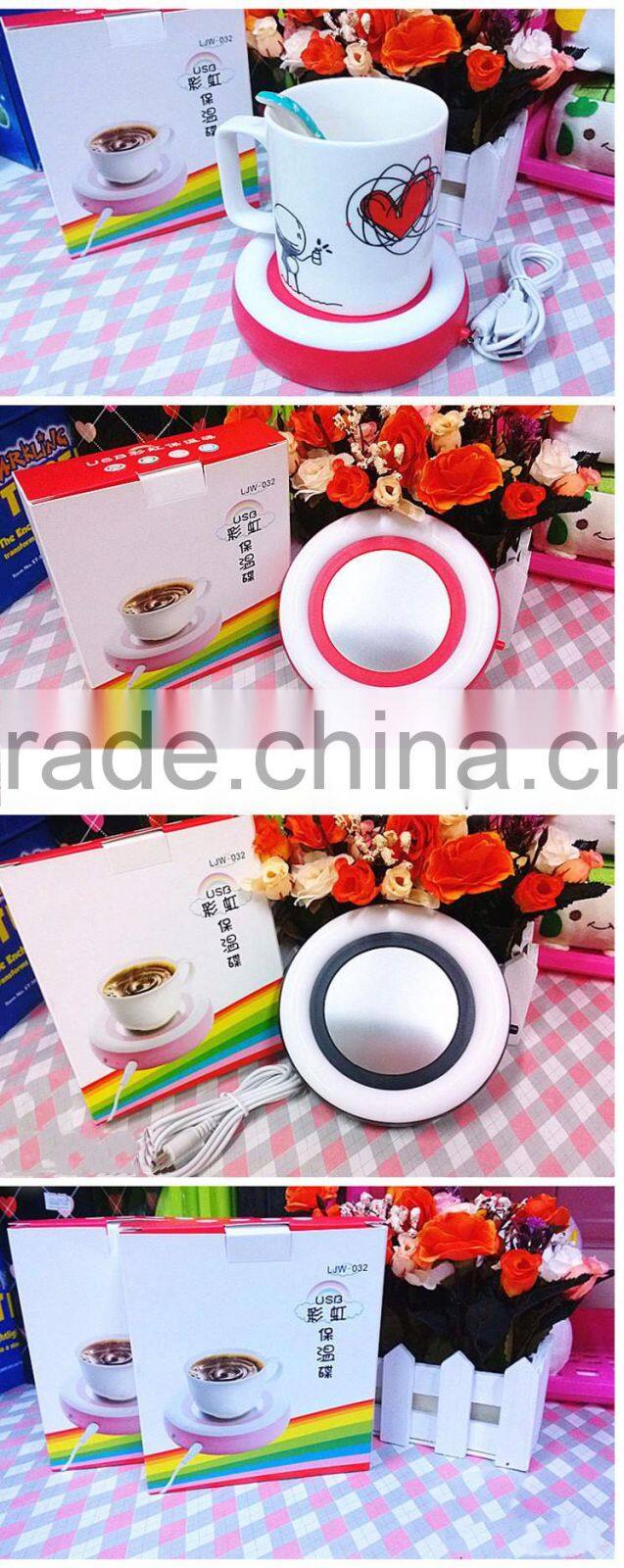New Arrival mini portable Rainbow USB Powered Cup Warmer Cup Heater Pad Coffee Tea Mug Warmer Heater