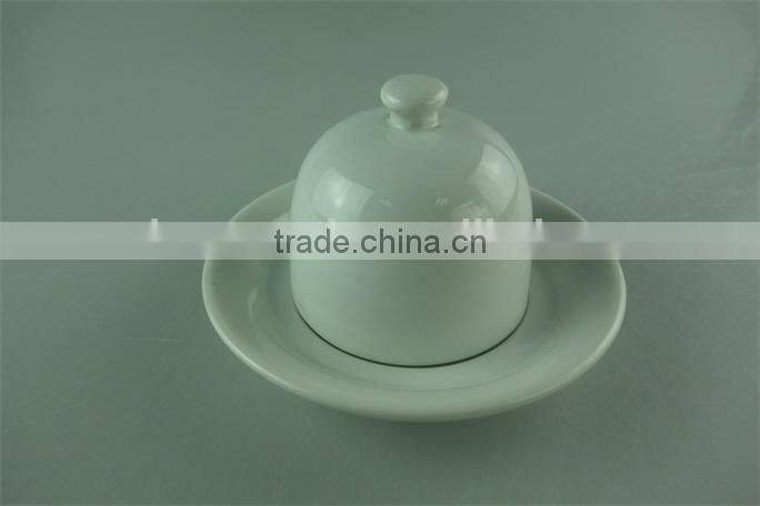 stock cheap white dinnerware type butter dish with cover