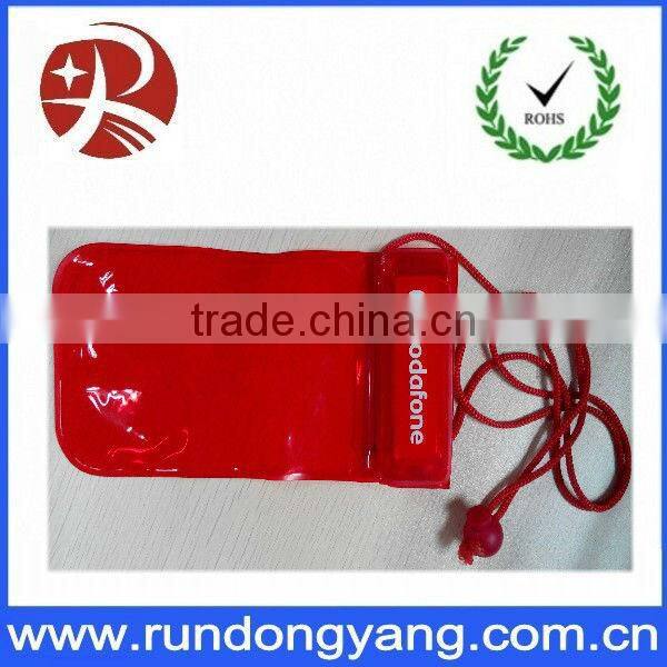 Customized logo promotional plastic drawstring phone bag with zipper