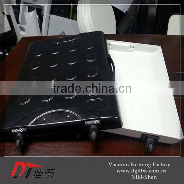 Custom design white and black plastic oblate rectangle suitcase