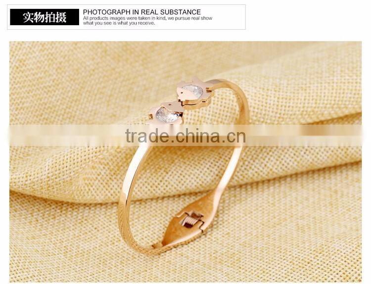 Fashion Bracelets Titanium Steel Rose Gold Tone Diamond Charm Bracelet For Women