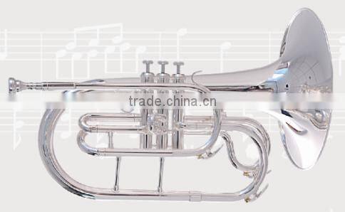 Silver plated F key marching mellophone horn