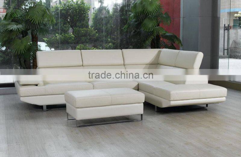 JR8040 elegant chic contemporary coffee color cow leather L shape living room luxury sofa set home furniture new