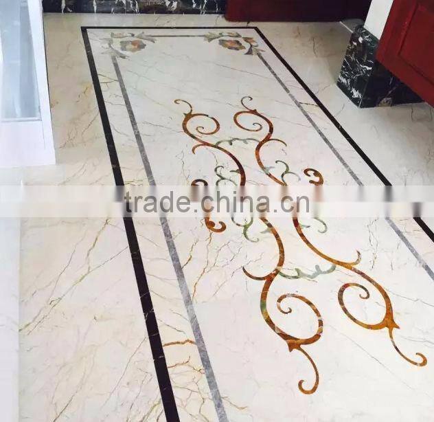 Luxury European Rococo Style Handmade Square Marble Medallion for Villa Floor Decoration BF12-04284c