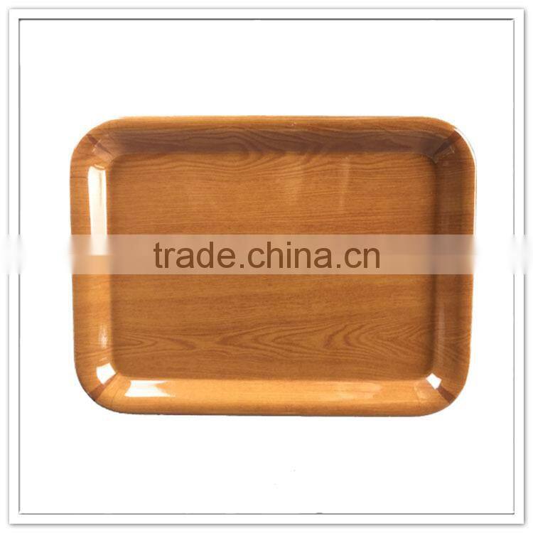 Novelty made in China melamine smooth wood-like barware serving tray, melamine trays
