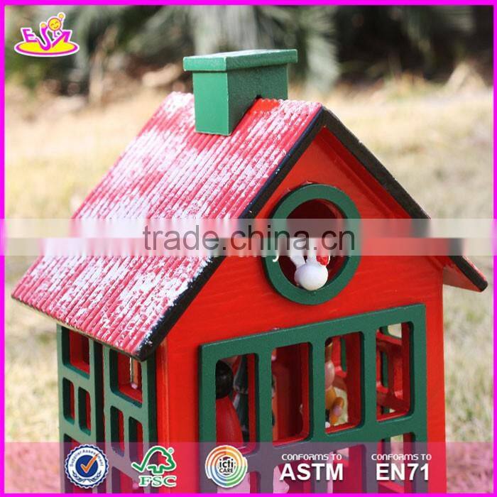 New design red house shape Christmas wooden music box W07B023B