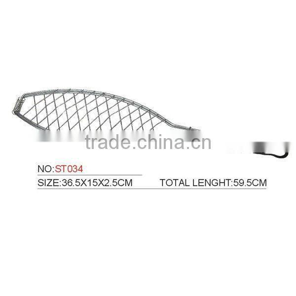 ST146 Safety Design High Quality Stainless Steel Welded Wooden Handle barbecue grill net