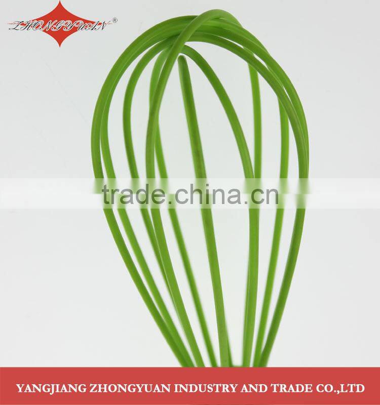 Food grade egg tool silicone coated head wires egg whisk with plastic handle