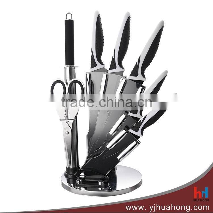 Multi Purpose Anti Slip Handle Kitchen Knife Set with Crystal Acrylic Block