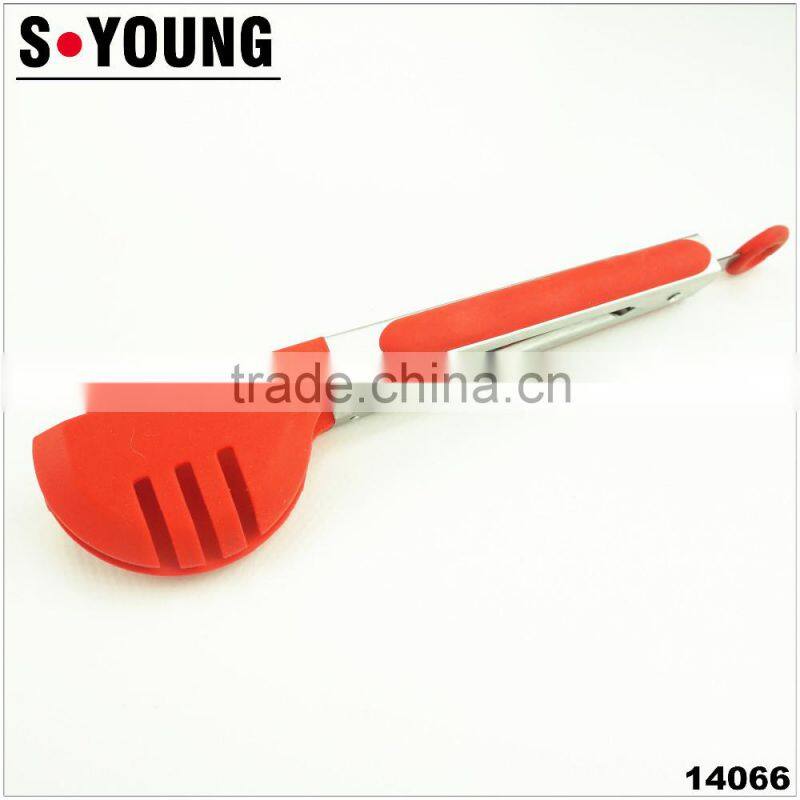 14066 Kitchen and Barbecue Grill Tongs Silicone BBQ Cooking Stainless Steel Locking Food Tong Salad Tongs