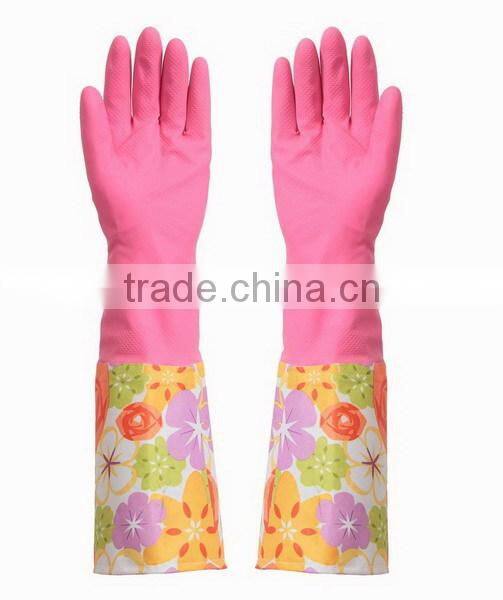 Household all purpose Retro funky floral design rubber gloves wash up