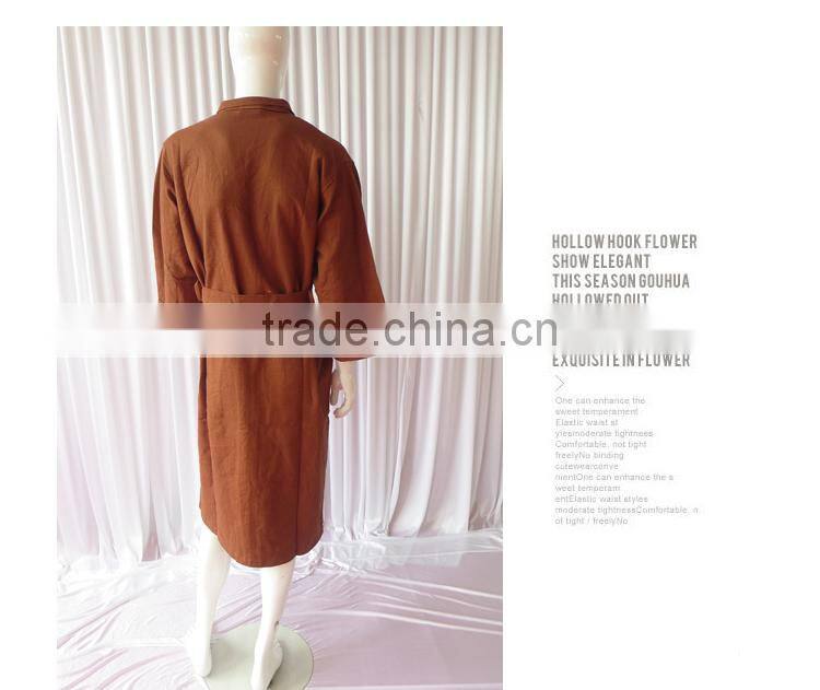Brown Bathrobe For Women Spa Cmfortable Cotton Waffle Bathrobe Winter Warm Long Sleeve Pajamas