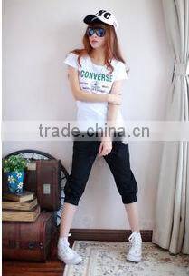 cheap pure cotton printed sport middle pants woman