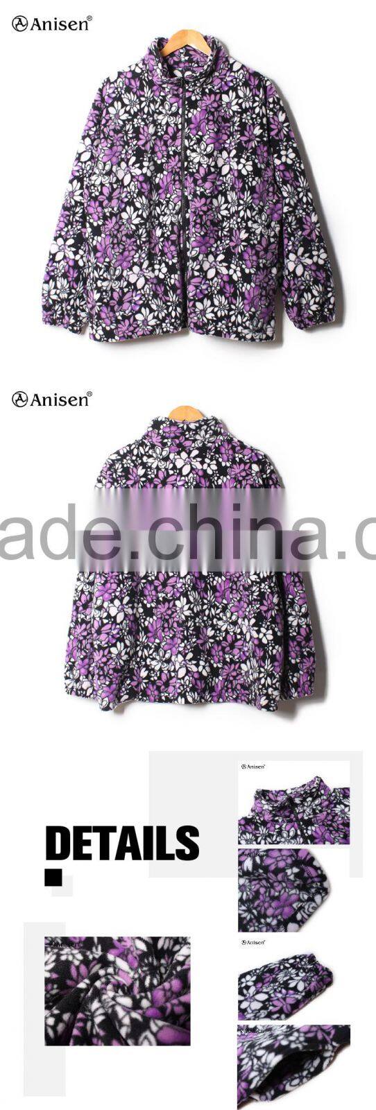 high quality 100% polyester printing ladies fleece sport jacket