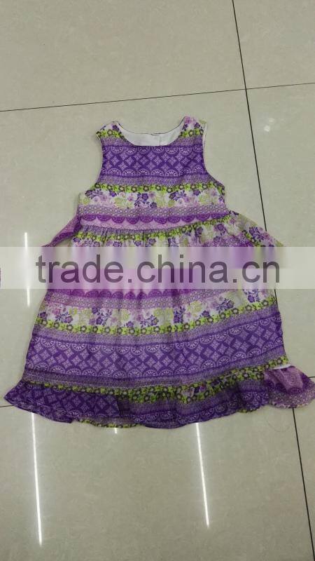 Yiwu stocks lots girl's colorful fashion printed dress