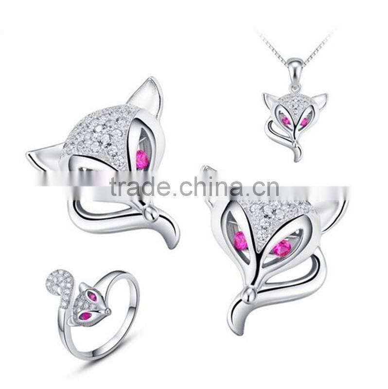 925 Sterling Silver ruby fox stud earrings jewelry