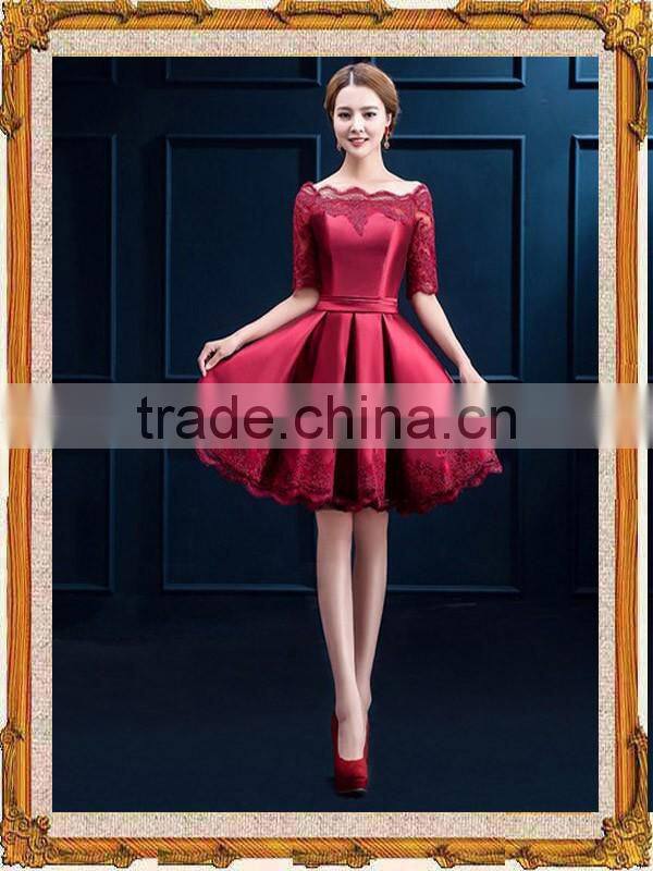 sexy red lace mature party long sleeve fashion lady dress