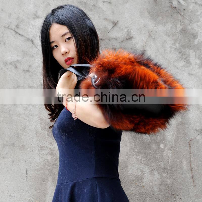 CX-H-17C Natural Colour Lady Bags Genuine Fox Fur Handbag