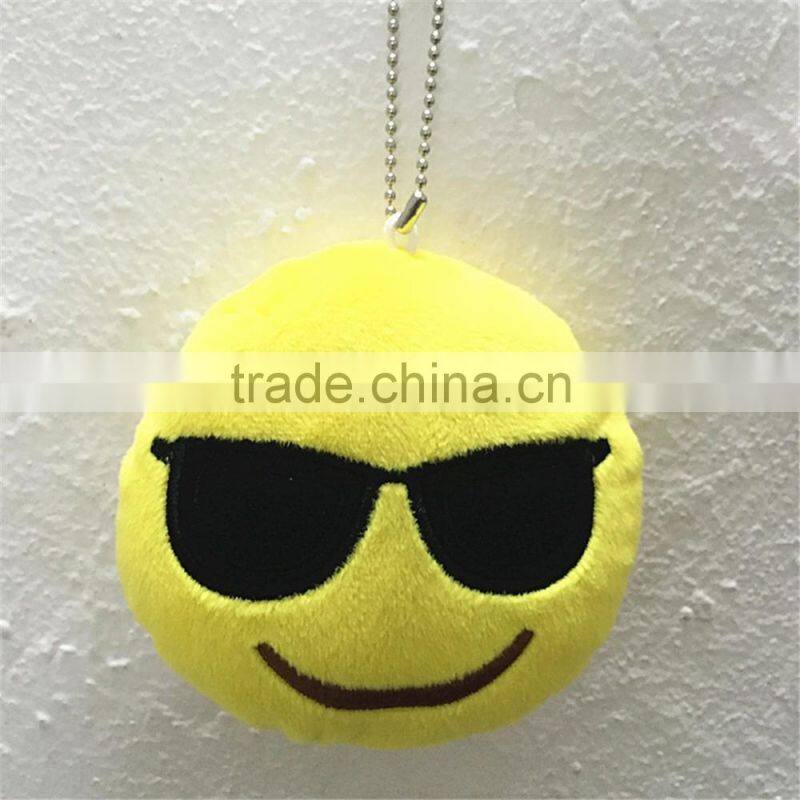 2016 Popular cheap Stuffed Plush Soft Toy Key Chains Yellow emoji keychain