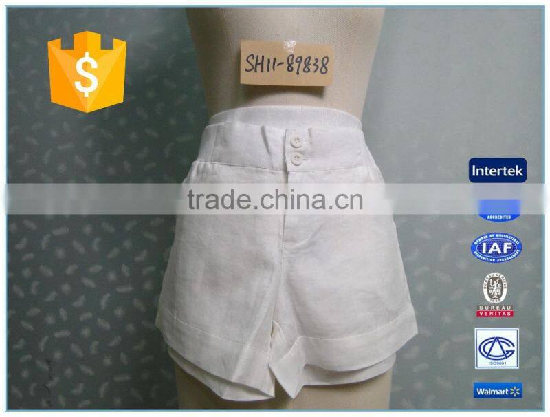 Casual high waisted linen hot sale women shorts