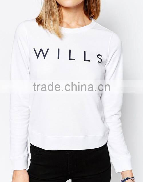 Best selling classic white crewneck print fleece sweatshirt