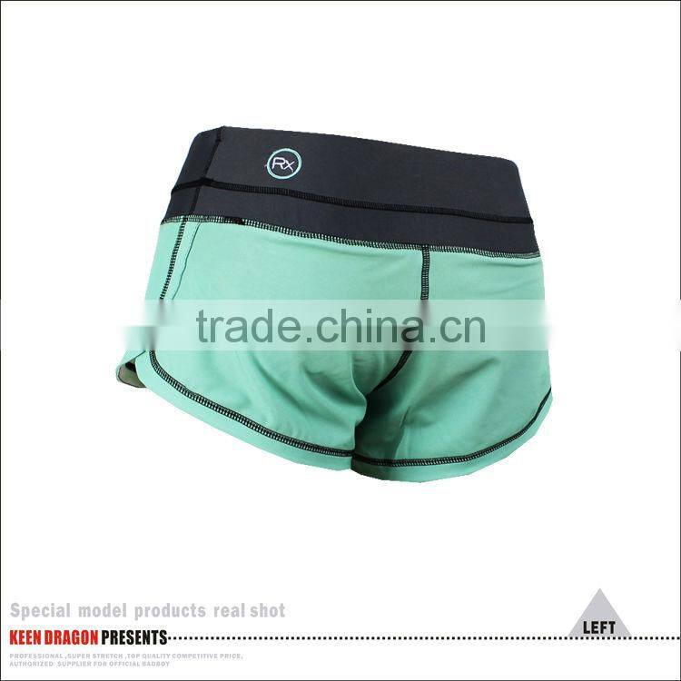 Lady's fashion short 100% polyester blank green female mma shorts