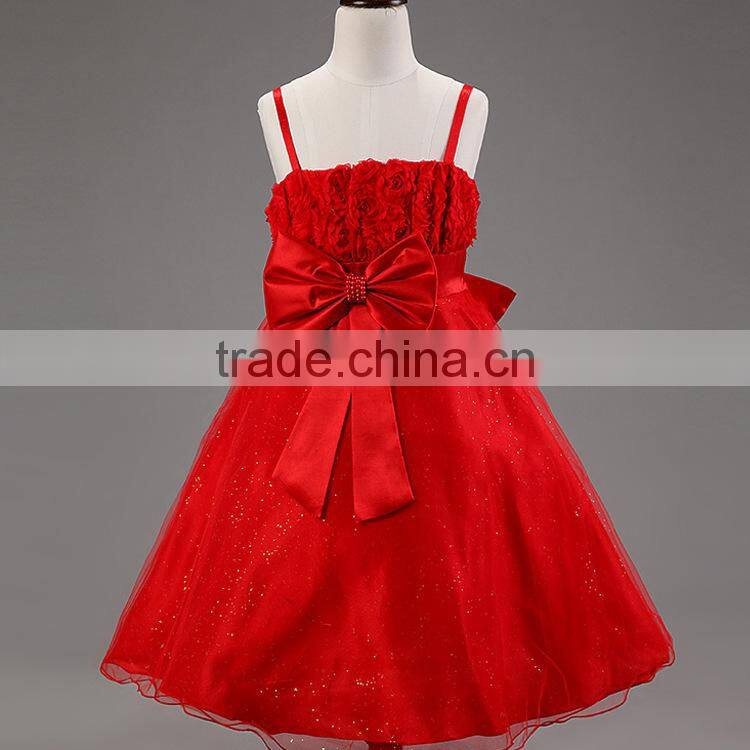 MGOO 2016 New Year Girl Party Wear Dress Red Color Children Frocks Design One Piece Western Dresses MGT015-4