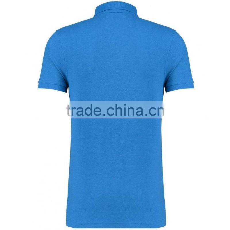 MGOO Fashion Blue Logo Brand Polo Shirts 240g 100% Cotton Plain Dyed Fabric For Shirts