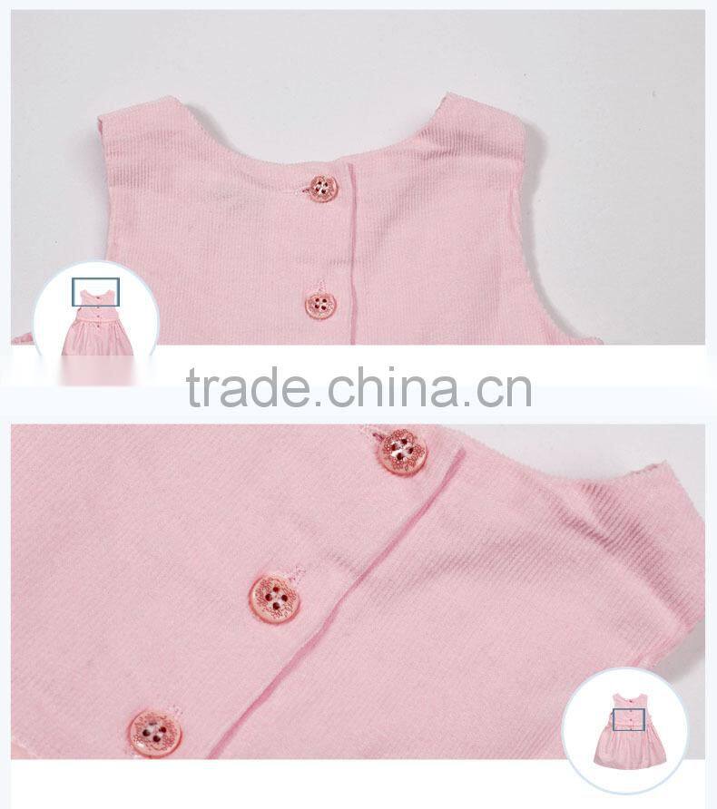 Winter Latest Dress Designs Corduroy Cotton Fashion Children Girls Dresses Pink Baby Elegant Birthday Party Dress