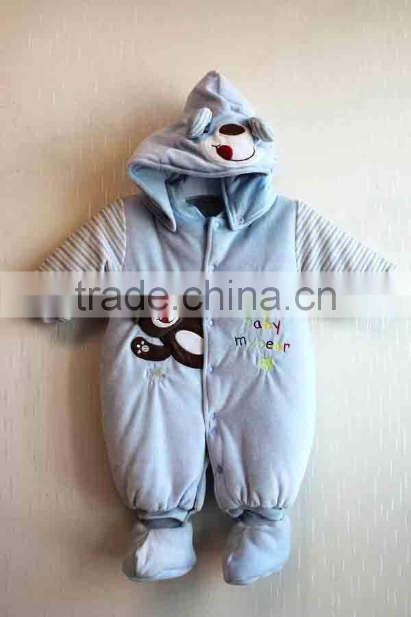 Newest Winter Baby Romper 100% Cotton Boys Long Sleeve Hooded Bodysuit