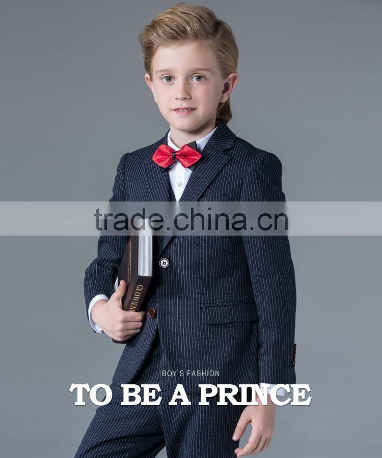 ELPA fancy kids clothes boys tailor made dark blue striped knitted wholesale 3 piece kids suits