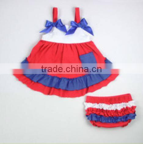 Toddlers Newborn Swing Girls Summer Swimming Swing 2pcs Cotton Multicolor Pockets Top Bloomers Swimsuit Outfits Clothing Sets