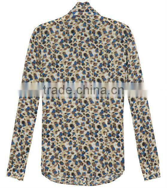 Design elegant women pleats blouse tops/chiffon blouses with drapes in front 2013 garments