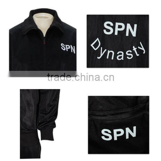 Custom polyester fashionable black hot man tracksuit set (W066)