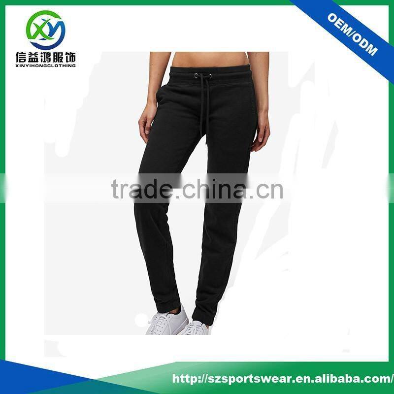 Latest design custom made black color women elastic waist band jogger pants, gym pants fitness