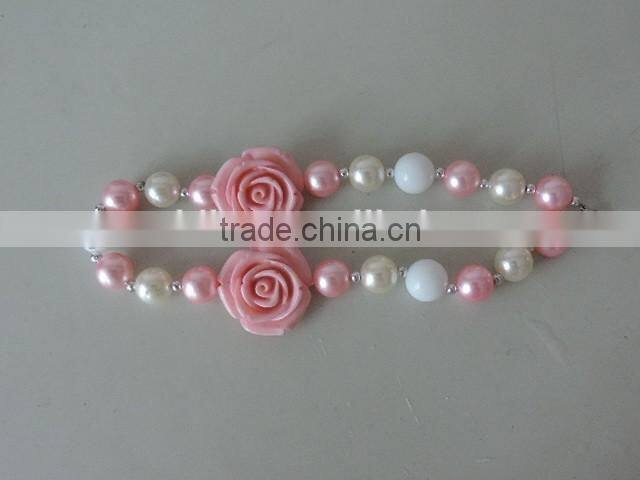 2016 baby girl flower necklace peral crystal symmetric kids clothes decor hot wholesale children jewelry