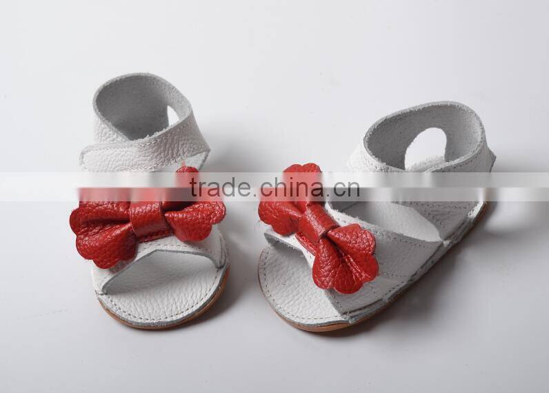 genuine leather girl summer moccasins, bow design baby shoes