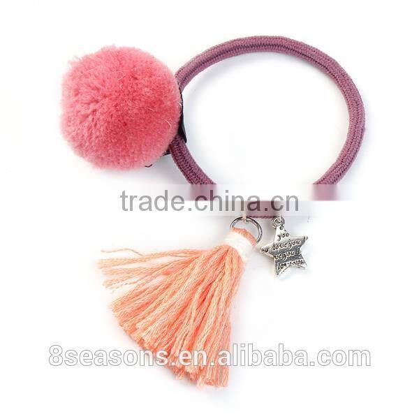 Tassel Watermelon Red Pom Ball Pattern Wool Elastic Hair Ties
