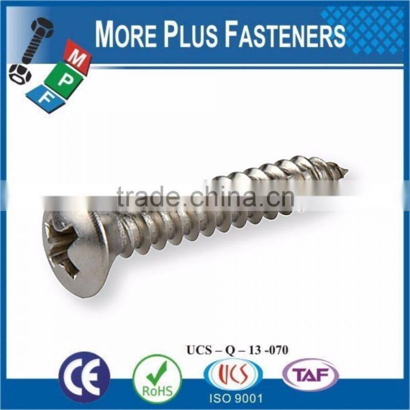 Made in Taiwan Phillips Recess Oval Countersunk Head Tapping Screw