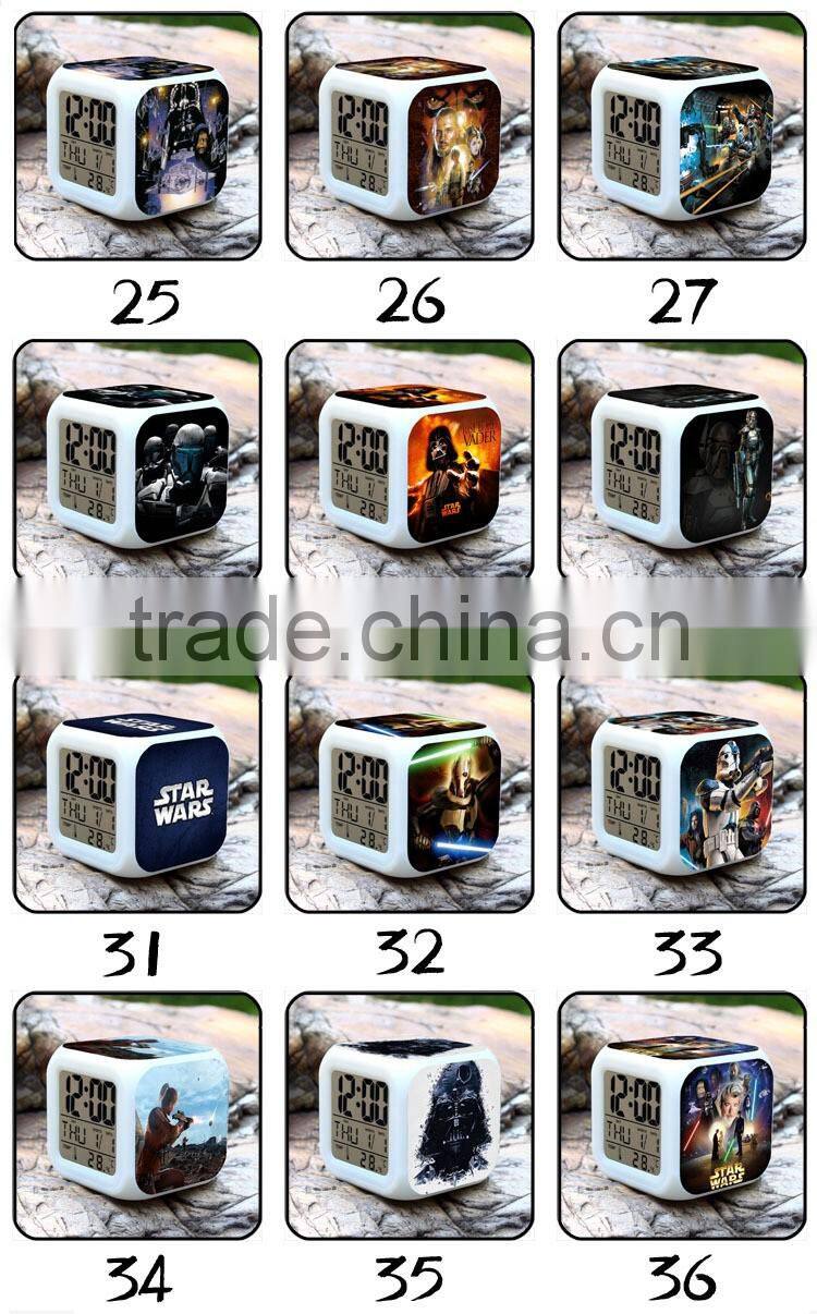Hot Movie LED alarm clock LED digital clock colorful changeable clock for kids