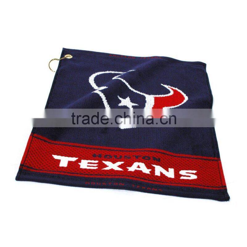 golf sport rally towel,deluxe hemmed hand cotton towel, conner grommet and hook towel,