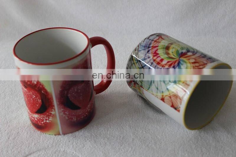 11 oz.Sublimation rim+handle color mugs
