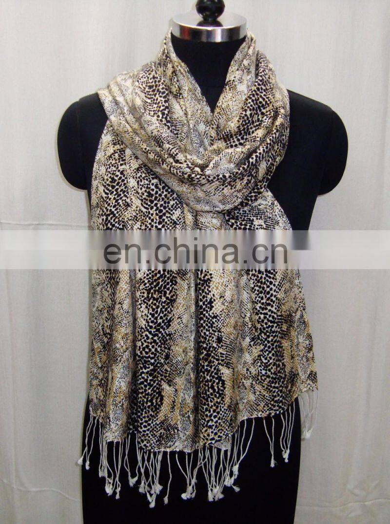 Silk Pashmina wool fashion chiffon stitching leopard print scarfs