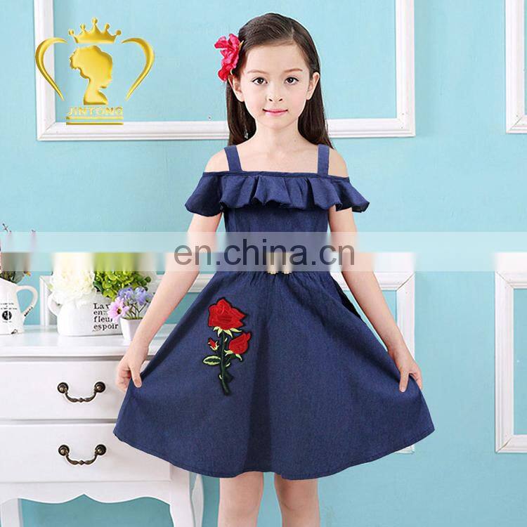 hand embroidery designs smart casual girl denim dress for girls kids