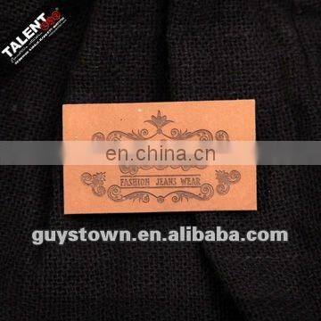 custom private brand name logo PU leather label for garment