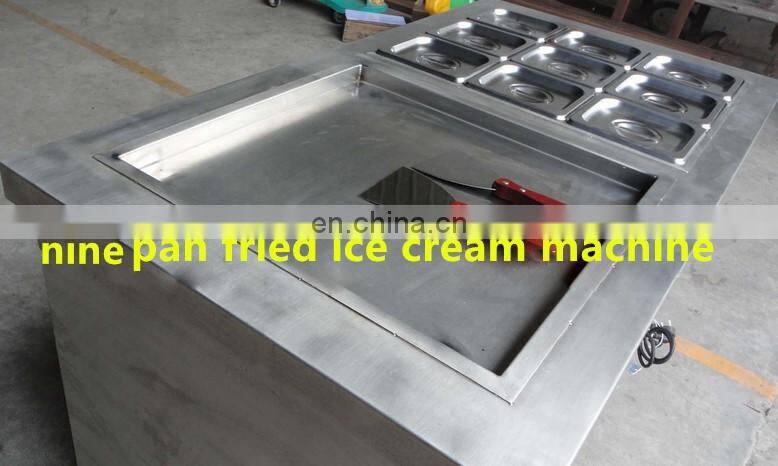10 fruit container double pan Instant Ice Cream Rolls Machine/Thailand Rolled Fried Ice Cream Machine