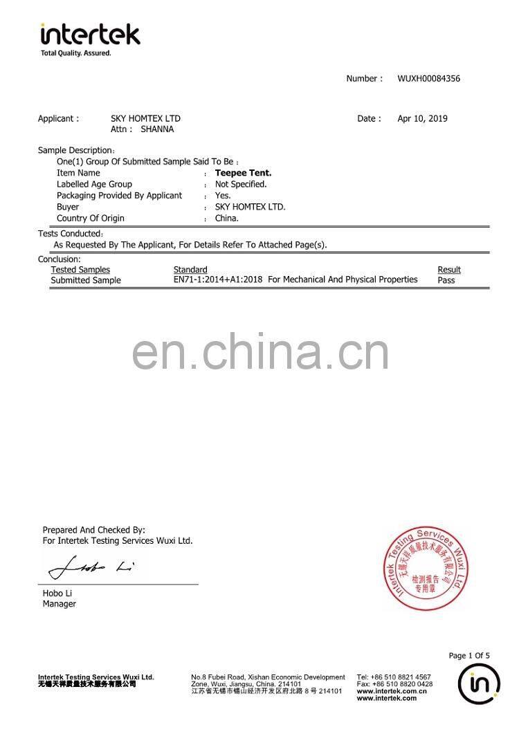 Kid's Foldable Teepee Play Tent Indoor&Outdoor Children Tent Indian tent for Kids