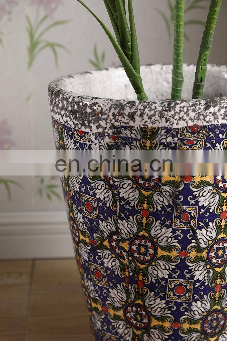 Wholesale balcony green plants pots vintage style large fancy flower pots ceramic for home decor